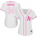 2017 Women Oakland Athletics Rollie Fingers #34 white majestic mlb jersey