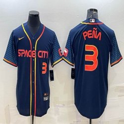 Nike Houston Astros #3 Pena dark blue baseball jerseys city version 01