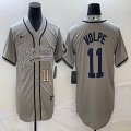 Nike New York Yankees #11 Volpe gray majestic baseball Jerseys Joint name 02