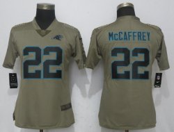 Women Nike Carolina Panthers 22 McCaffrey Olive Salute To Service Elite Jersey