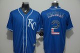 Kansas City Royals Alcides Escobar #2 blue usa flag Stitched Baseball Jersey