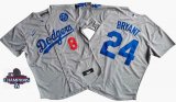 2024 World Series Champions Nike Los Angeles Dodgers Kobe Bryant gray majestic baseball Jersey-KB patch-S8