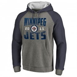 Men\'s Winnipeg Jets Fanatics Branded Ash Timeless Collection Antique Stack Big & Tall Tri-Blend Raglan Pullover Hoodie