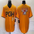 Nike Pittsburgh Pirates blank Gold majestic baseball jerseys city version-BD