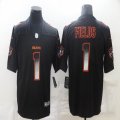 Nike BChicago Bears #1 Justin Fields black Color Rush Limited Jersey-Pyrotechnic version