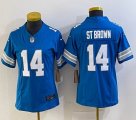 Women Nike Detroit Lions #14 Amon Ra St Brown blue Vapor F.U.S.E. Limited Jersey -BD