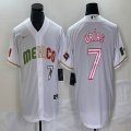 2023 World Cup Mexico #7 Julio Urias white majestic baseball jerseys 92