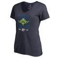 Women Oklahoma City Thunder Fanatics Branded Navy 2018 NBA Playoffs Star Wars Win You Must V-Neck T-Shirt