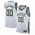 Customized Milwaukee Bucks white basketball jerseys