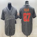 Nike Kansas City Chiefs #87 Travis Kelce Hemp grey baseball jerseys Joint name-BD