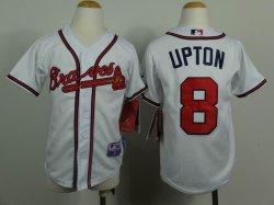 kids Atlanta Braves #8 Justin Upton White MLB Jerseys