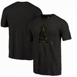 Men\'s Los Angeles Angels Fanatics Branded Black 2018 Memorial Day Camo Prestige Tri-Blend T-Shirt