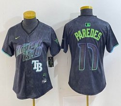 Women Nike Tampa Bay Rays #17 Paredes black majestic baseball jersey city version 02