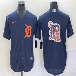 Nike Detroit Tigers blank dark blue Majestic baseball jerseys big logo -BD