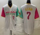 Nike San Diego Padres #7 Ha Seong Kim white pink green MLB Baseball jerseys