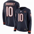 Women Nike Bears #10 Mitchell Trubisky blue Color Rush Limited Jersey long sleeves