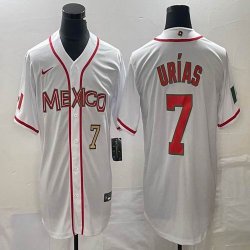 2023 World Cup Mexico #7 Julio Urias white majestic baseball jerseys 63