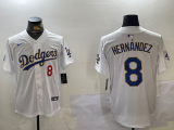 Nike Los Angeles Dodgers #8 Enrique Hernandez white gold majestic baseball jerseys 03