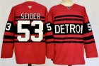 Detroit Red Wings #53 Moritz Seider red black hockey jersey-PD