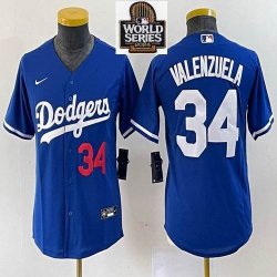 Youth Nike Los Angeles Dodgers#34 Fernando Valenzuela blue majestic baseball jerseys-BD