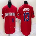 2023 World Cup Dominican Republic's #13 Manny Machado red majestic baseball jerseys