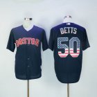 Boston Red Sox #50 Mookie Betts dark blue USA flag baseball Jersey