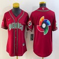 Women 2023 World Cup Mexico blank red majestic baseball jerseys 09