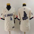 Youth Nike Los Angeles Dodgers blank beige fashion MLB baseball Jersey 07