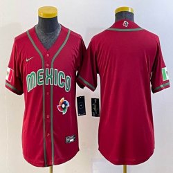 Youth 2023 World Cup Mexico blank red majestic baseball jerseys 12