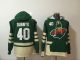 2017 Minnesota Wild #40 Dubnyk green ice beige hockey Hooded Sweatshirt