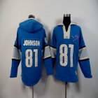 Detroit Lions Calvin Johnson #81 Blue nfl Hooded Sweatshirt