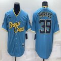 Nike Milwaukee Brewers #39 Burnes skyblue majestic baseball Jersey city version