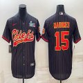 2023 NFL Super Bowl Nike Kansas City Chiefs #15 Patrick Mahomes black baseball jerseys Joint name-BD 01