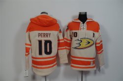 Anaheim Ducks #10 corey perry beige orange Hockey Hooded Sweatshirt