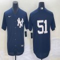 Nike New York Yankees #51 blue majestic baseball MLB jerseys -BD