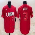 2023 World Cup #3 Mookie Betts red USA majestic baseball jerseys 05