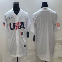 2023 World Cup blank white USA majestic baseball jerseys 01