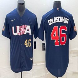 2023 World Cup #46 Paul Goldschmidt blue USA majestic baseball jerseys 01