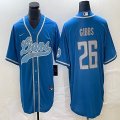 Nike Detroit Lions #26 Jahmyr Gibbs skyblue baseball jerseys Joint name-BD