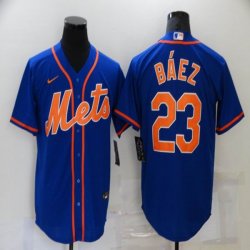 New York Mets #23 Javier Baez blue majestic baseball Jersey-BD