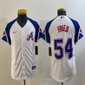 Youth Nike Anaheim Angels #54 Max Fried white blue majestic baseball city version