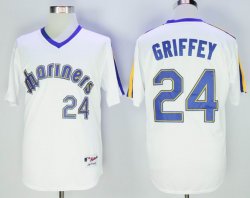 Seattle Mariners 24 Griffey White throwback MLB Jerseys