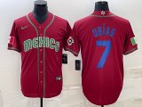 2023 World Cup Mexico #7 Julio Urias red blank majestic baseball jerseys 16