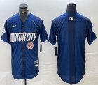 Nike Detroit blank blue Majestic baseball jerseys city version 01