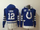 Indianapolis Colts #12 Andrew Luck blue nfl Hooded Sweatshirt