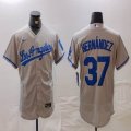 Nike Los Angeles Dodgers #37 Enrique Hernandez gray Flexbase Authentic Collection Jersey-BD 06