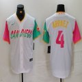 Nike San Diego Padres #4 Luis Arraez white pink green majestic mlb Jerseys city version