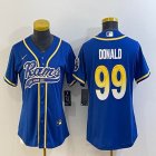 Women Nike Rams #99 Aaron Donald blue baseball jerseys Joint name-BD