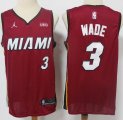 Jordan Logo Miami Heat #3 Dwyane Wade red nba basketball jerseys-S8