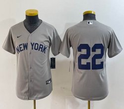 Youth nike New York Yankees #22 Juan Soto gray MLB baseball Jersey -BD